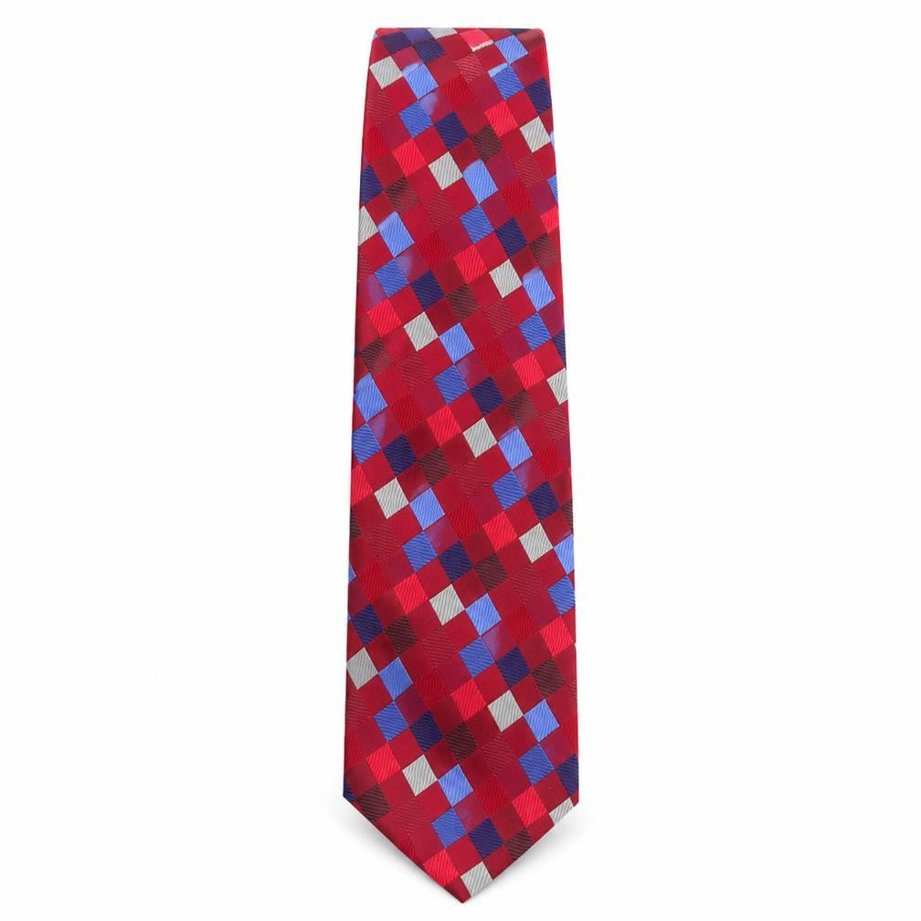 Front view of Van Heusen Men's Red Geometric Silk Tie