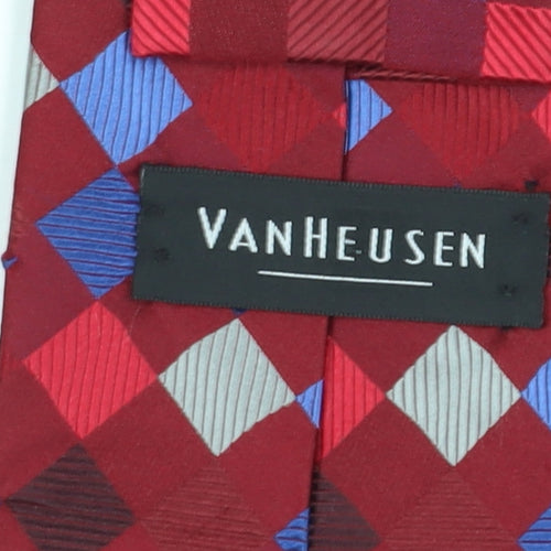Van Heusen Men's Red Geometric Silk Tie