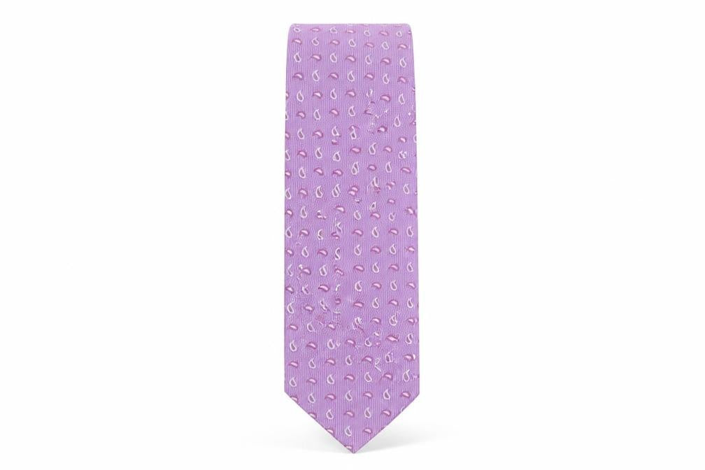 Front view of TM Lewin Men's Purple Paisley Silk Tie One Size