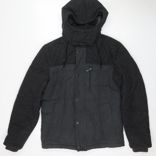 Next Men's Black Hooded Jacket Size S, Cotton Blend