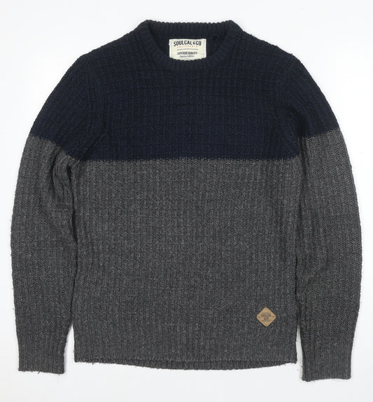 SoulCal & Co Men's Medium Grey Waffle-Knit Jumper