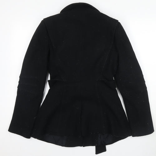 Reiss Women's Black Wool Belted Overcoat - Size S