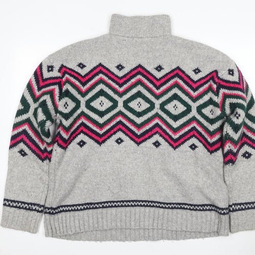 Superdry Women's Grey Geometric 1/4 Zip Jumper Size 12