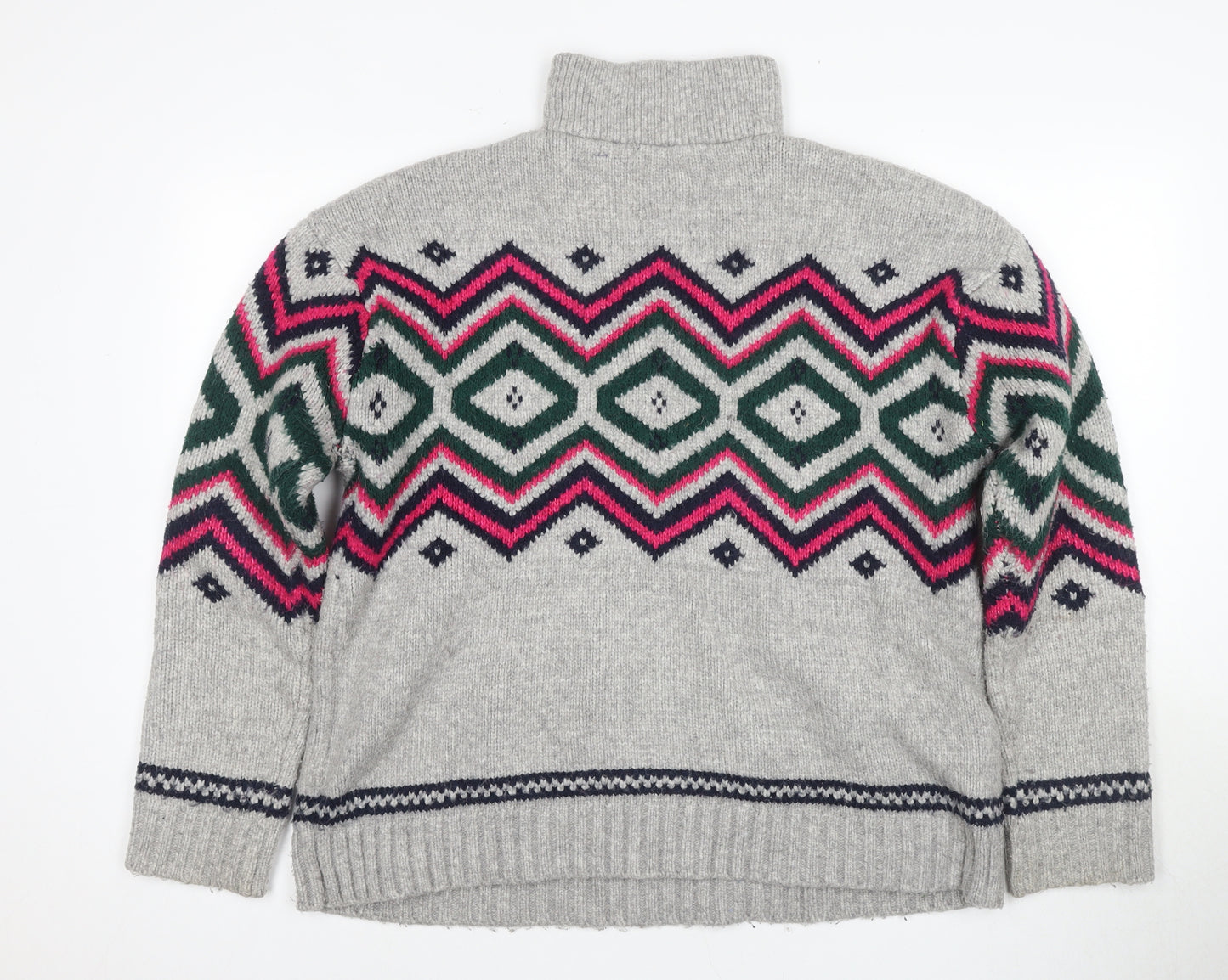 Superdry Women's Grey Geometric 1/4 Zip Jumper Size 12