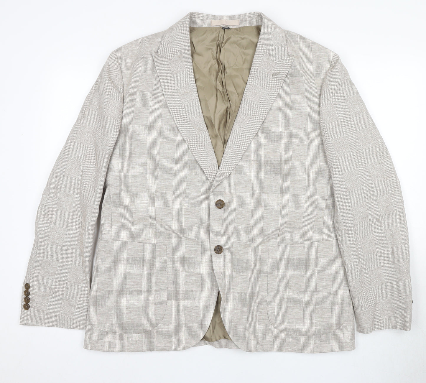 Marks and Spencer Beige Blazer, Men's, 44S, Check Pattern
