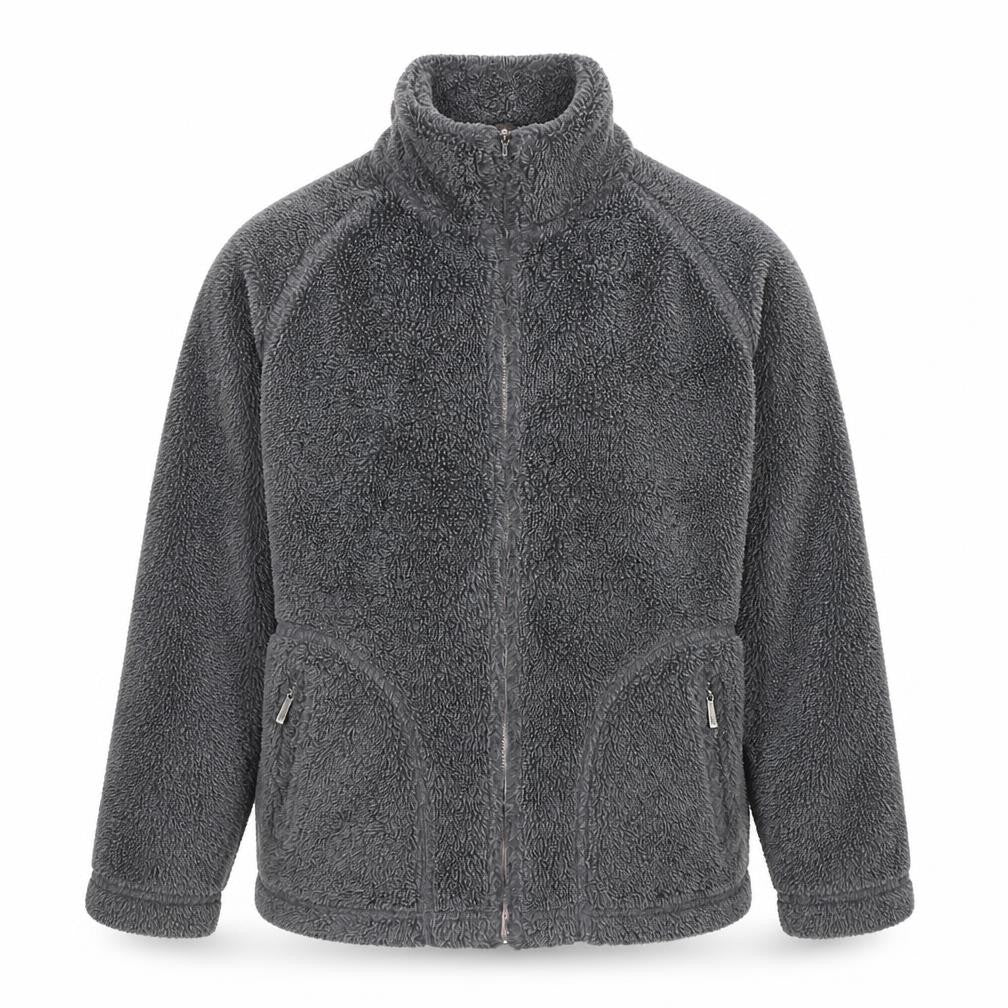 Front view of NX Men's Grey Fleece Jacket - Small, Winter Casual