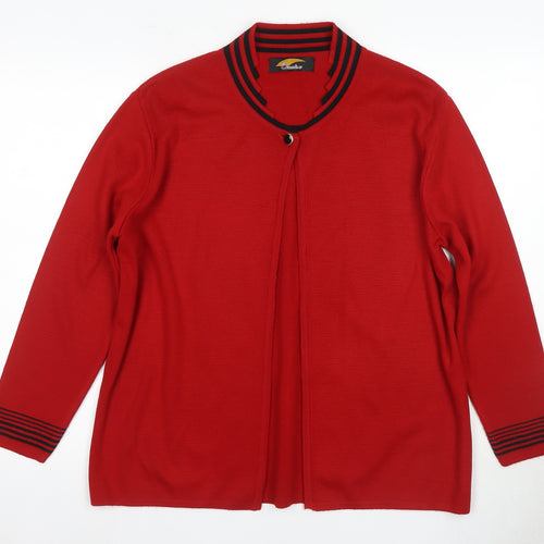 Ouatro Women's Red Cardigan M Long Sleeve Knit