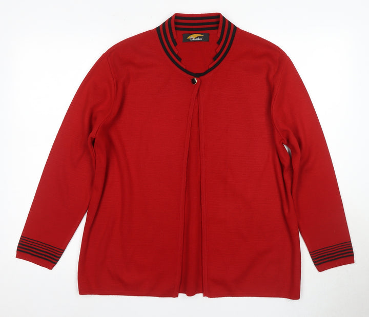 Ouatro Women's Red Cardigan M Long Sleeve Knit