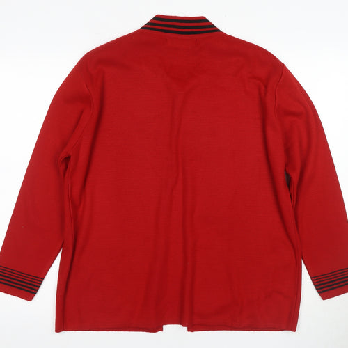 Ouatro Women's Red Cardigan M Long Sleeve Knit