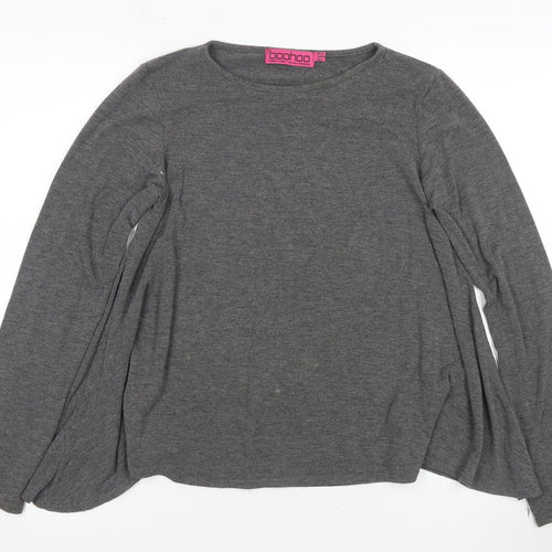 Boohoo Women’s Grey Long Sleeve Basic Tee Size 14
