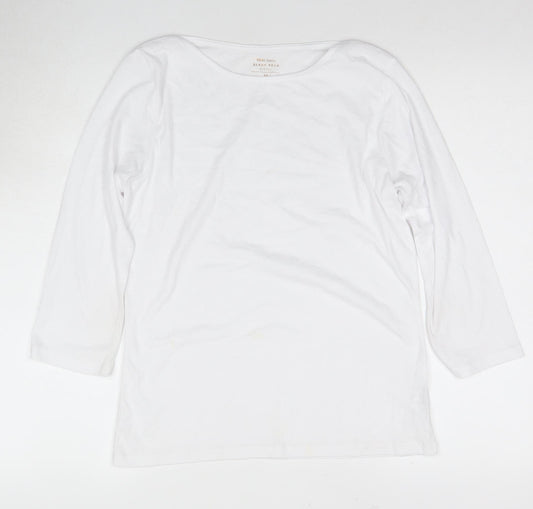 REAL Basics Women's White 3/4 Sleeve Top Medium