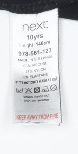 Next Girls Black Stirrup Leggings, Size 10 Years