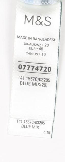 Marks & Spencer Women Blue Henley T-Shirt Size 20