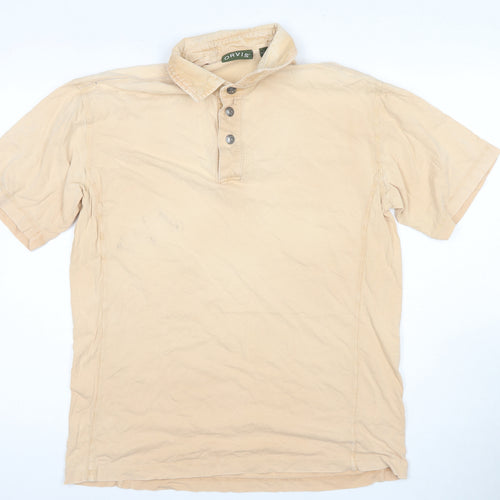 Orvis Men's Beige Cotton Polo Shirt, Medium, Summer Casual