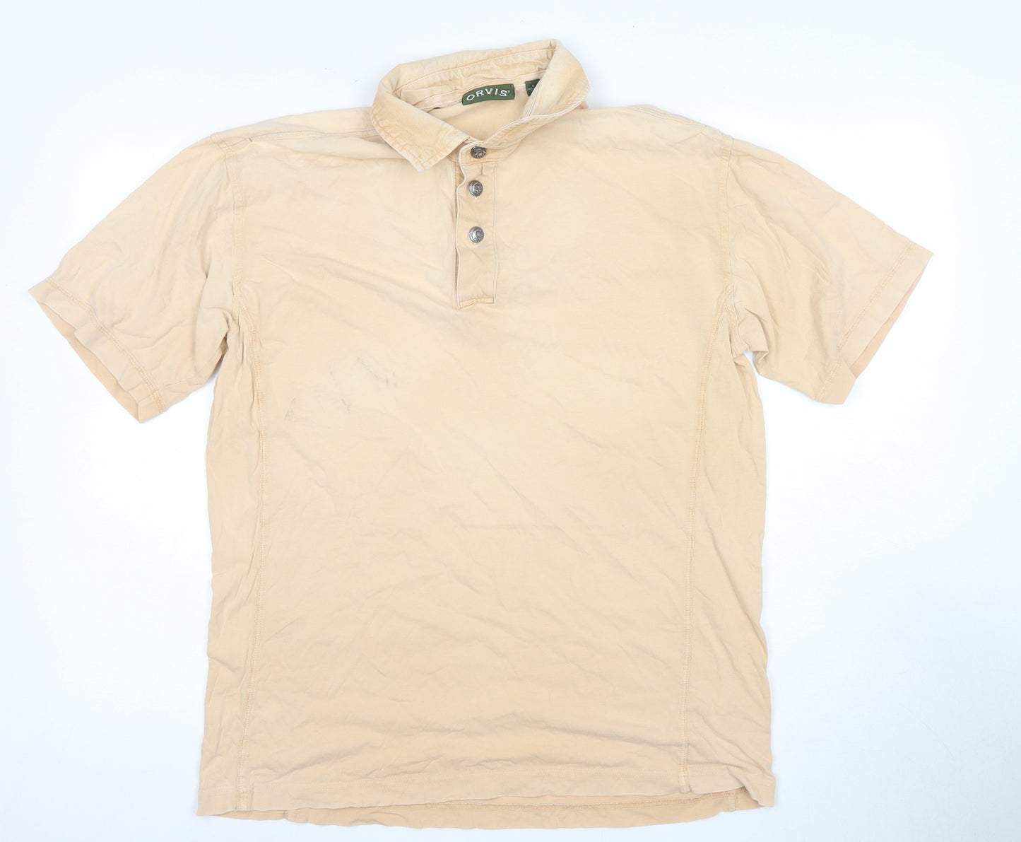 Orvis Men's Beige Cotton Polo Shirt, Medium, Summer Casual