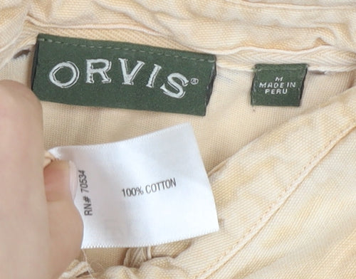 Orvis Men's Beige Cotton Polo Shirt, Medium, Summer Casual