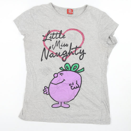 Mr Men Little Miss Women Grey Size 14 Cartoon T-Shirt