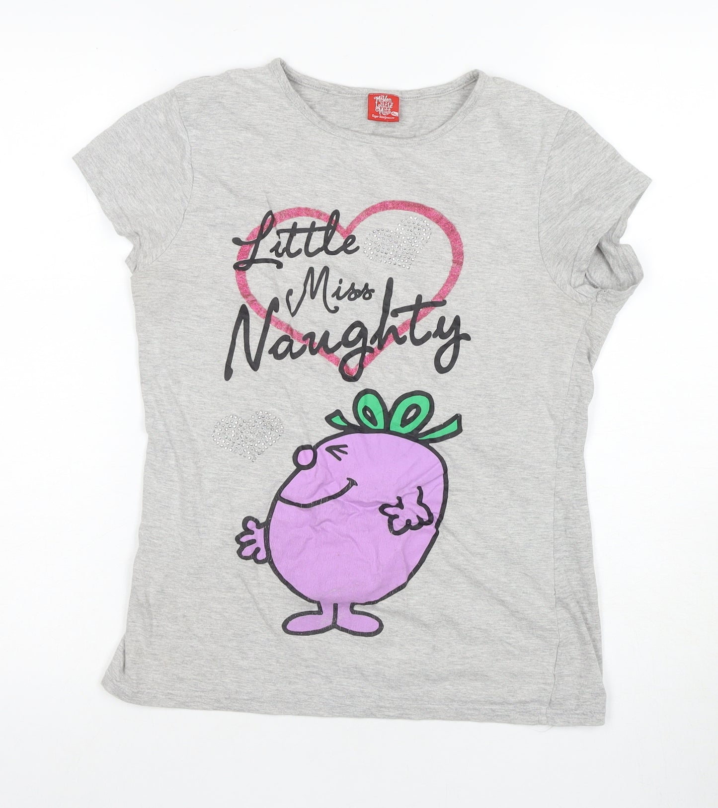 Mr Men Little Miss Women Grey Size 14 Cartoon T-Shirt