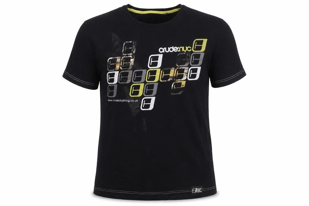 Crude Men's Black Graphic Print T-Shirt, M, Cotton