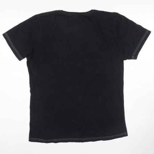 Crude Men's Black Graphic Print T-Shirt, M, Cotton