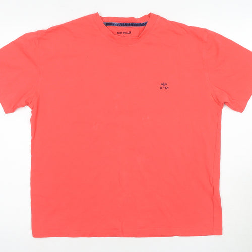 Kurt Muller Men’s Red Cotton T-Shirt, L, Solid Logo