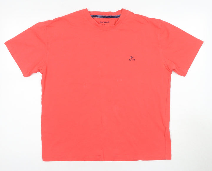 Kurt Muller Men’s Red Cotton T-Shirt, L, Solid Logo