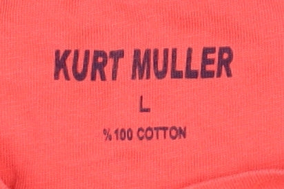 Kurt Muller Men’s Red Cotton T-Shirt, L, Solid Logo