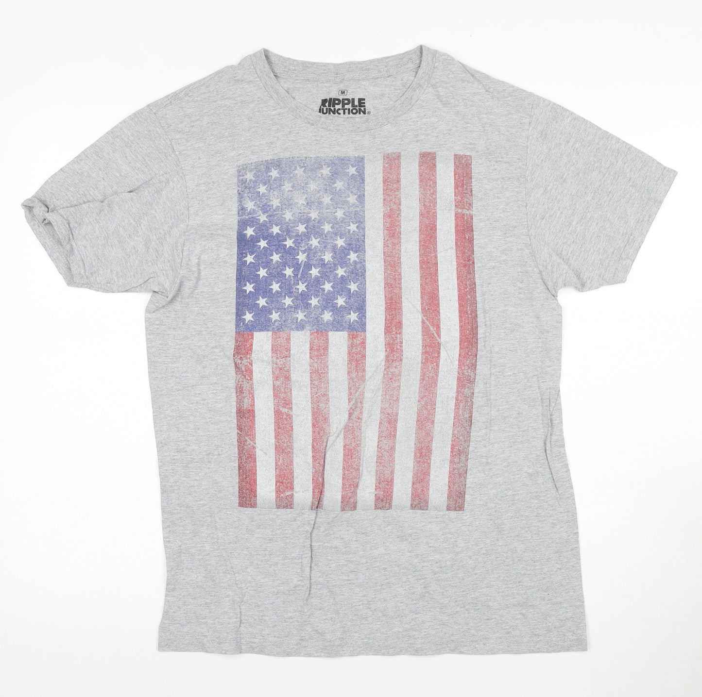 Ripple Junction Men's Grey US Flag T-Shirt Size M