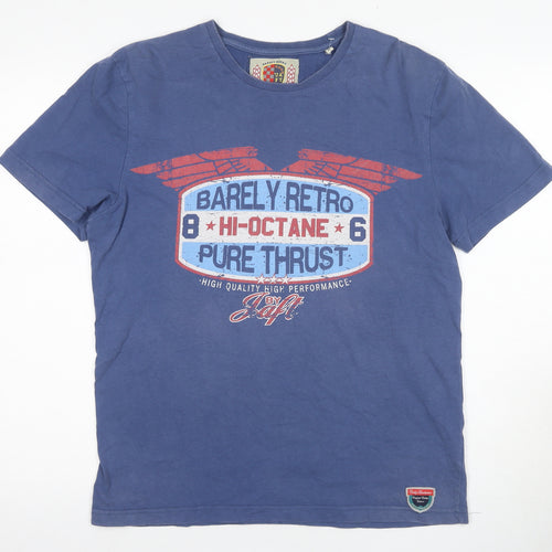 Barely Retro Men's XL Blue Graphic Print T-Shirt