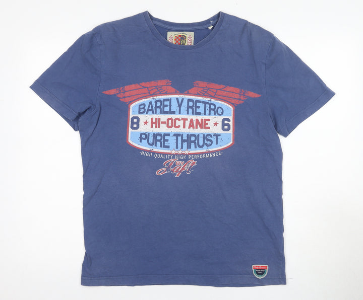 Barely Retro Men's XL Blue Graphic Print T-Shirt