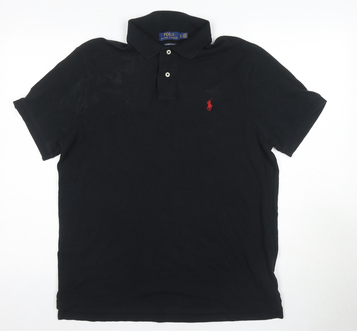 Ralph Lauren Men's Black Slim Fit Polo Shirt Size L