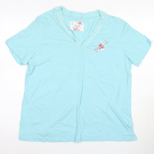 Damart Women's Blue T-Shirt XL V-Neck Casual