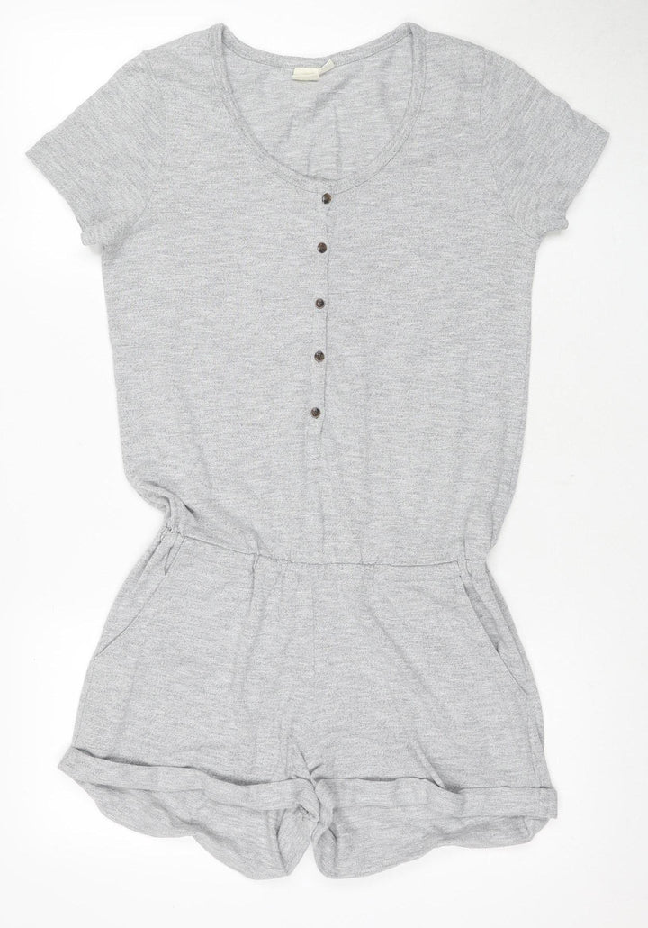 Roxy Women's Grey M Playsuit with Button Accent