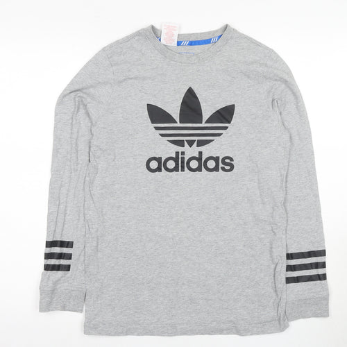 Adidas Unisex Grey Long Sleeve Jersey T-Shirt