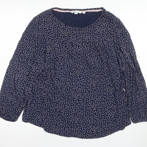 Boden Women's Blue Blouse M Long Sleeve Round Neck
