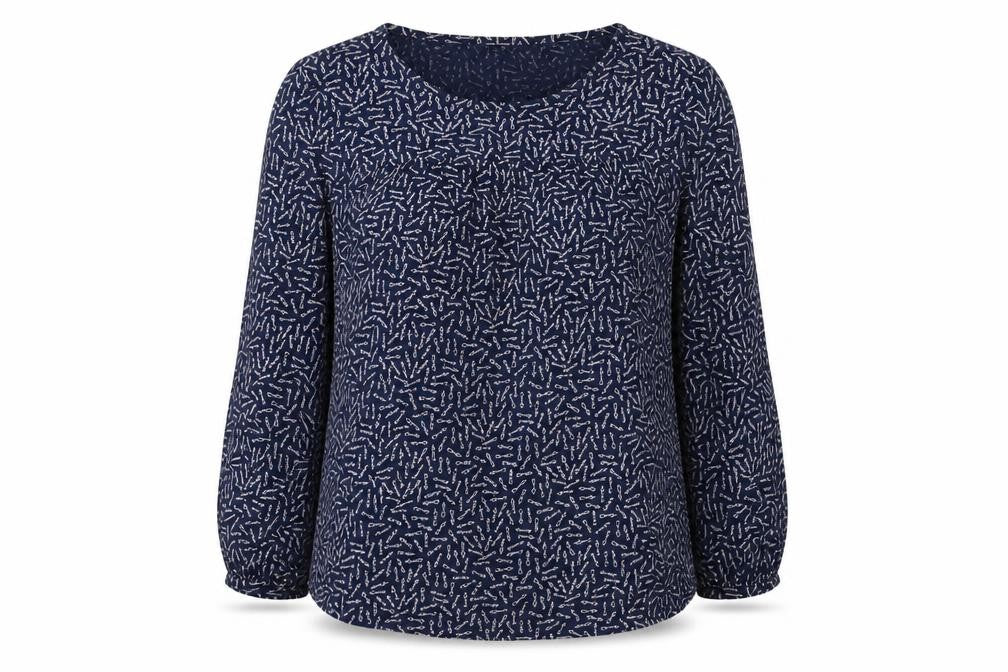 Front view of Boden Women's Blue Blouse M Long Sleeve Round Neck