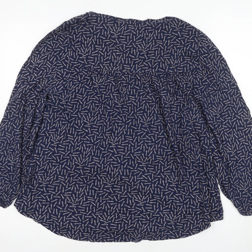Boden Women's Blue Blouse M Long Sleeve Round Neck