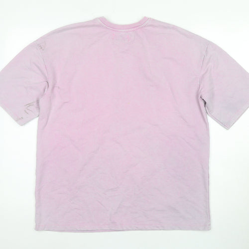 Bershka Women's Pink Crew Neck T-Shirt
