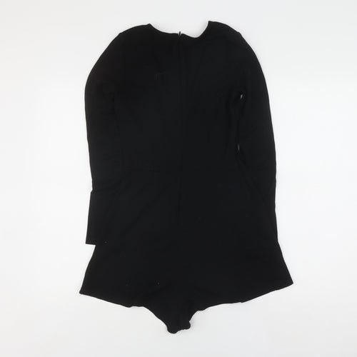 H&M Women's Black Long Sleeve V-Neck Playsuit Size 6