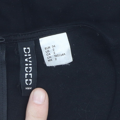 H&M Women's Black Long Sleeve V-Neck Playsuit Size 6