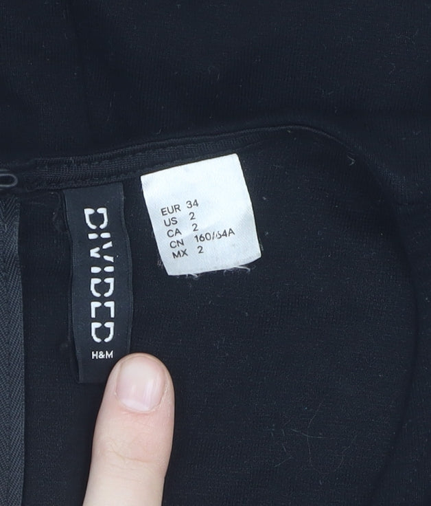 H&M Women's Black Long Sleeve V-Neck Playsuit Size 6