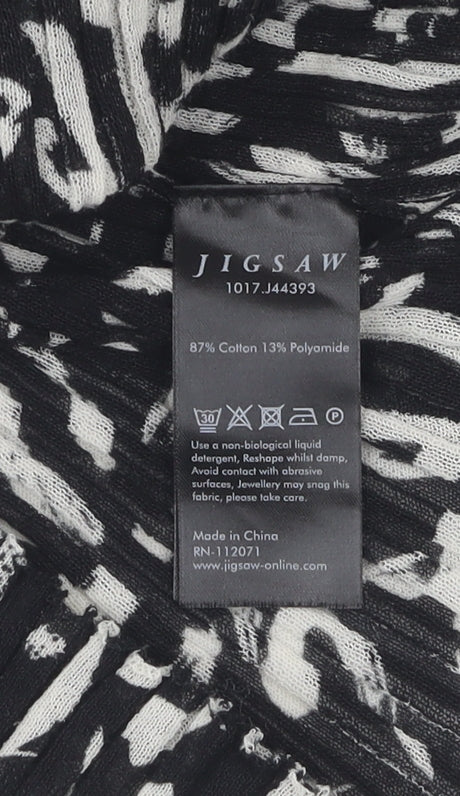 Jigsaw Women's Black Animal Print Top Size M