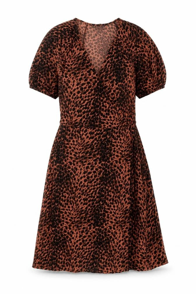 Front view of Next Women's Brown Animal Print Dress Size 12T