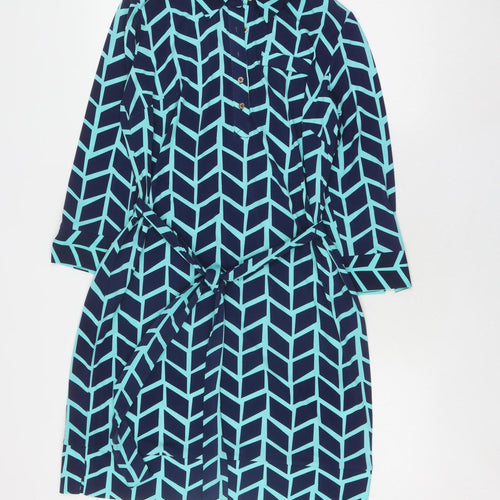 Donna Morgan Women's Multicoloured Geometric Shirt Dress Size 12