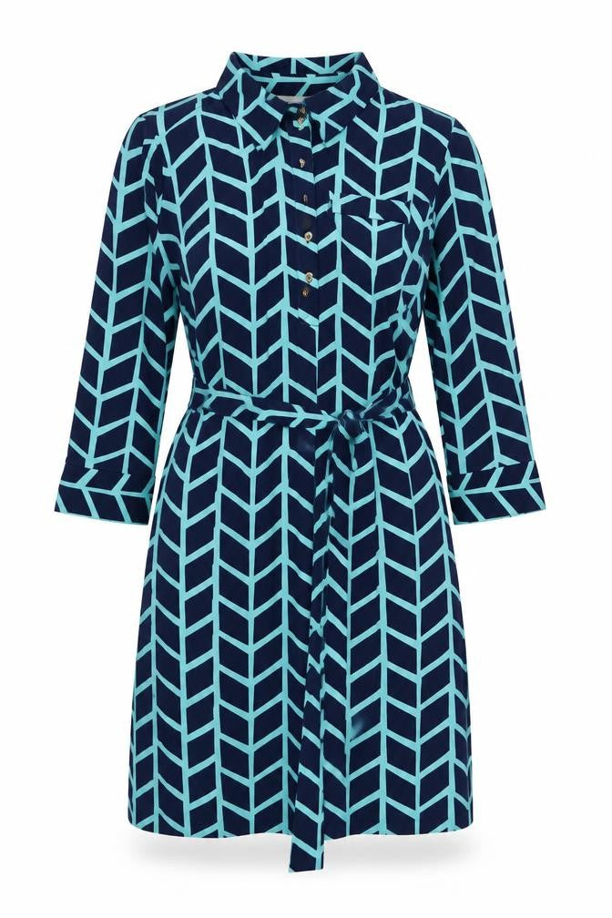 Donna Morgan Women's Multicoloured Geometric Shirt Dress Size 12