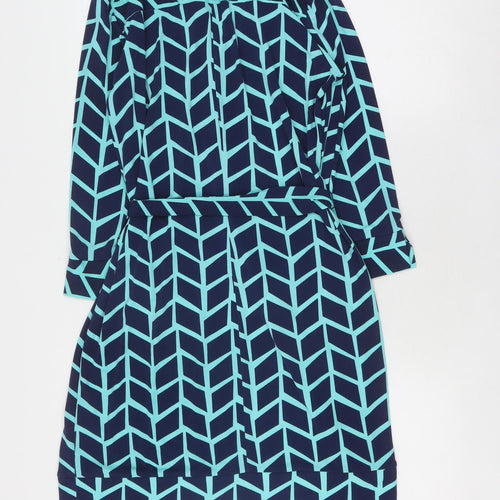 Donna Morgan Women's Multicoloured Geometric Shirt Dress Size 12