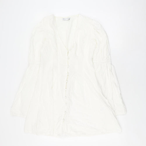 ASOS DESIGN Women's White V-Neck Shirt Dress Size 8
