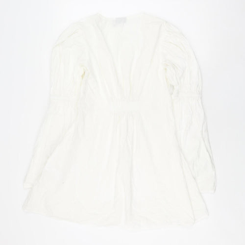 ASOS DESIGN Women's White V-Neck Shirt Dress Size 8