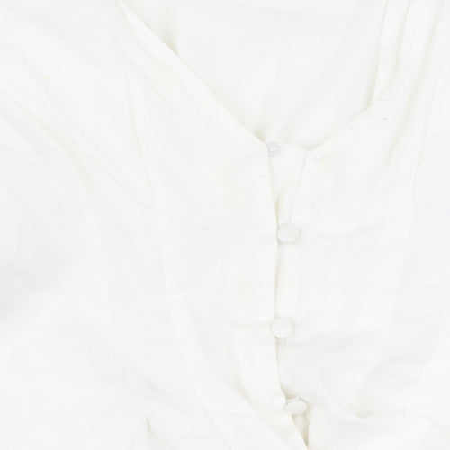 ASOS DESIGN Women's White V-Neck Shirt Dress Size 8