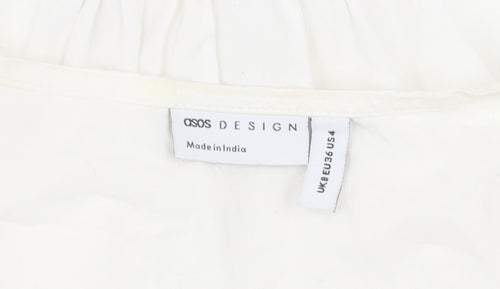 ASOS DESIGN Women's White V-Neck Shirt Dress Size 8